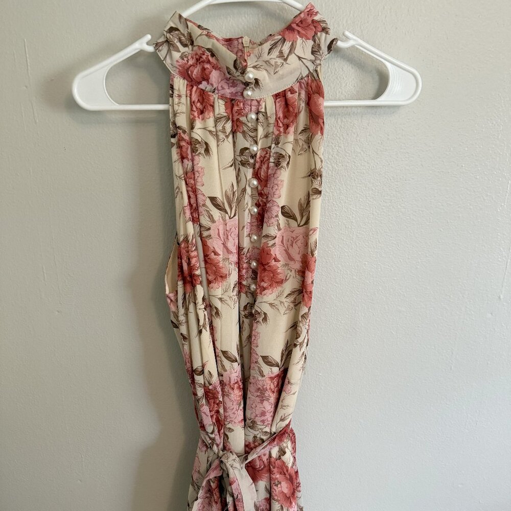 Hello Molly Womens Floral Faux Pearls High Neck Fill An Empty Heart Dress US 8